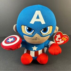 Ty Beanie Baby Marvel CAPTAIN AMERICA Plush 6" - Avengers Collectible